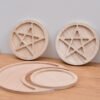 Round Pentagram Wooden Wicca Altar Tile Divination Astrology
