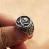 Vintage Viking Stamp Double Knife Skull Ring
