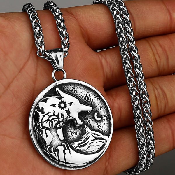 Viking Style Various Wolf Head Runes Unisex Necklace Pendant