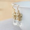 Seafoam Chalcedony Seed Pearl Earrings Handmade Gold Dangle Earrings with Pearl Clusters