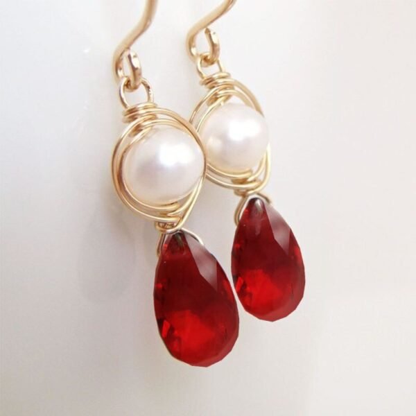 Seafoam Chalcedony Seed Pearl Earrings Handmade Gold Dangle Earrings with Pearl Clusters