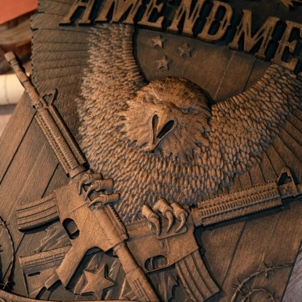 Second Amendment Solid Wood Carved Vintage Decor Home Room Interior Wall Hanging Patriotic Army Gift Free Shipping