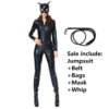 Halloween Costume For Women Cat Suits Sexy Jumpsuit with Whip And Cat Mask Leather Cosplay Uniform Nightclub Party Bodysuit