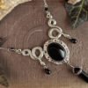 Serpent Black Agate Crystal Necklace,gothic Necklace, Snake Jewelry