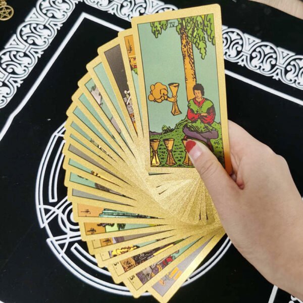 Set Tarot Cards Divination Six-pointed Star Golden Table Game Prediction Card Pvc Waterproof and Wear-resistant Gift Box Luxury