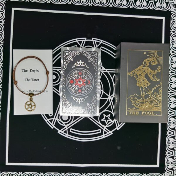 Set Tarot Cards Divination Six-pointed Star Golden Table Game Prediction Card Pvc Waterproof and Wear-resistant Gift Box Luxury