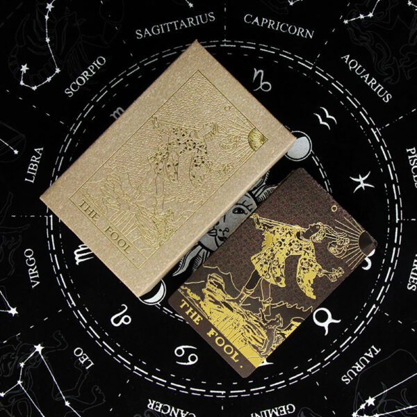 Set Tarot Cards Divination Six-pointed Star Golden Table Game Prediction Card Pvc Waterproof and Wear-resistant Gift Box Luxury