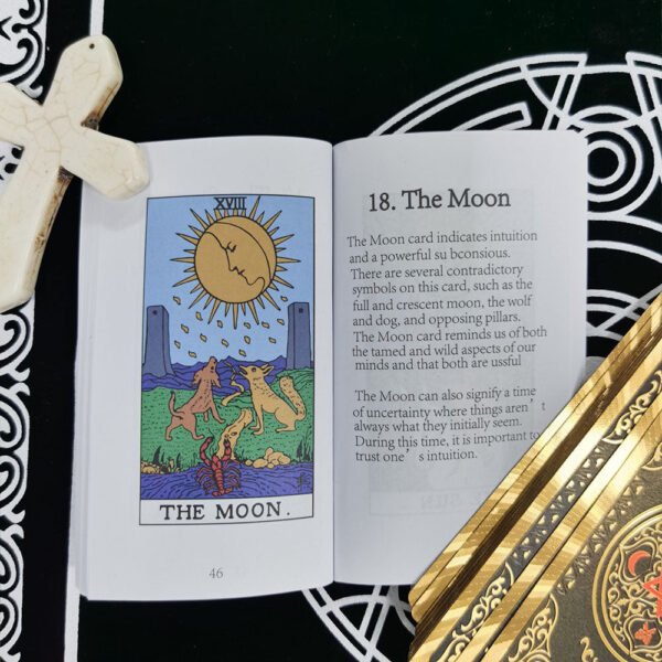 Set Tarot Cards Divination Six-pointed Star Golden Table Game Prediction Card Pvc Waterproof and Wear-resistant Gift Box Luxury