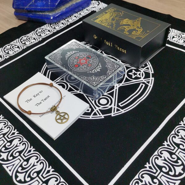 Set Tarot Cards Divination Six-pointed Star Silver Table Game Prediction Card Pvc Waterproof and Wear-resistant Gift Box Luxury