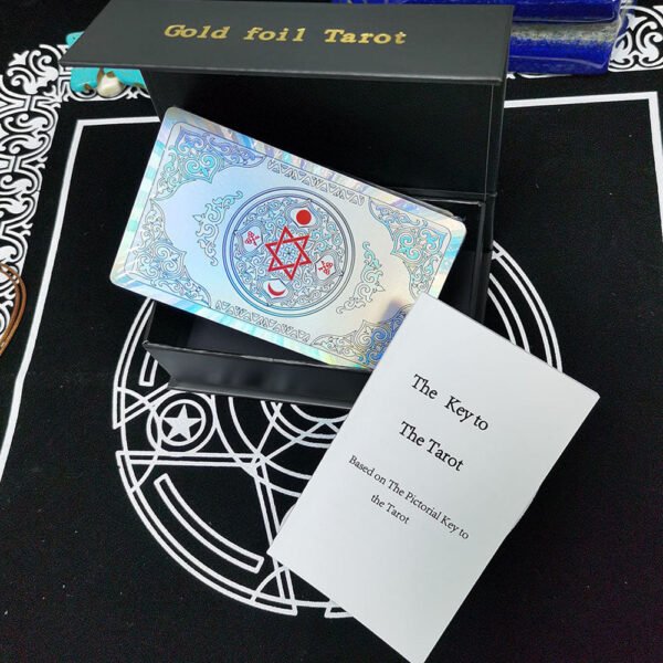 Set Tarot  Six-pointed Star SilverCards Divination Table Game Prediction Card Pvc Waterproof and Wear-resistant Gift Box Luxury