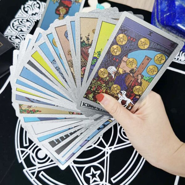 Set Tarot  Six-pointed Star SilverCards Divination Table Game Prediction Card Pvc Waterproof and Wear-resistant Gift Box Luxury