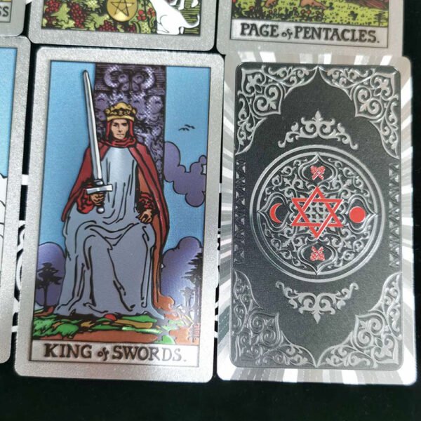 Set Tarot  Six-pointed Star SilverCards Divination Table Game Prediction Card Pvc Waterproof and Wear-resistant Gift Box Luxury