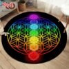 Seven Chakra Large-area Decorative Carpet Round Flower Of Life Flannel Carpet Modern Home Living Room Floor Mats Bedroom Rug - Rug