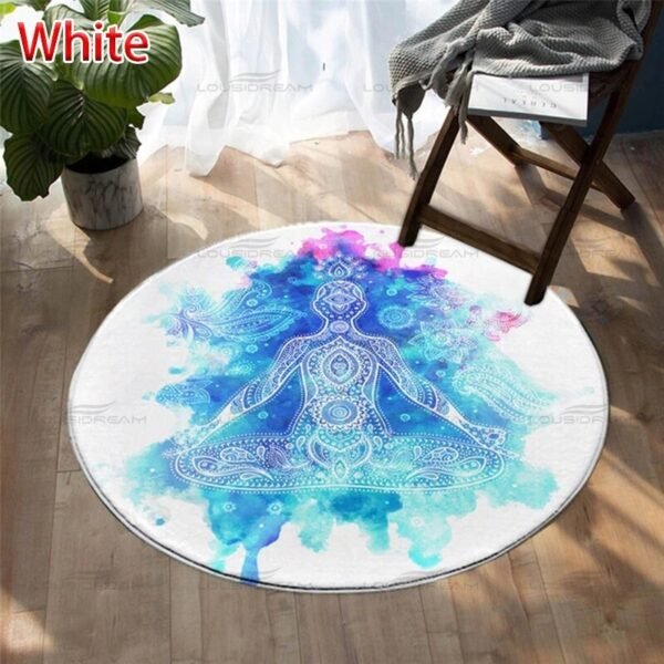Seven Chakra Large-area Decorative Carpet Round Flower Of Life Flannel Carpet Modern Home Living Room Floor Mats Bedroom Rug - Rug