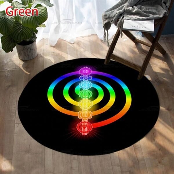 Seven Chakra Large-area Decorative Carpet Round Flower Of Life Flannel Carpet Modern Home Living Room Floor Mats Bedroom Rug - Rug