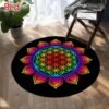 Seven Chakra Large-area Decorative Carpet Round Flower Of Life Flannel Carpet Modern Home Living Room Floor Mats Bedroom Rug - Rug