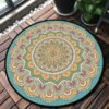 Mandala Bedroom Carpet Children's Room Floor Mat Non-slip Computer Chair Study Mat Ethnic Style Living Room Round Carpet