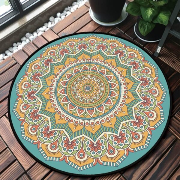 Mandala Bedroom Carpet Children's Room Floor Mat Non-slip Computer Chair Study Mat Ethnic Style Living Room Round Carpet