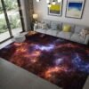 Cat and moon rug constellation rug living room queen size rug space bathroom mat black door mat home decor gift