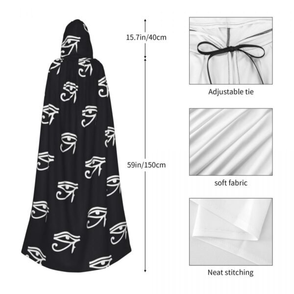 Eye Of Horus Pattern Halloween Party Cosplay Woman Men Adult Long Witchcraft Robe Hood