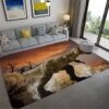 3D Mats Dinosaur Fossil Art Premium Rug Square Flannel Anti-slip Large Carpet Living Room Home Decor Kids Bedroom Furry Carpet