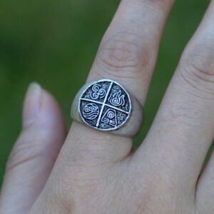 Silver Avatar The Last Airbender Air Fire Earth Water Elements Rings Amulet Jewelry
