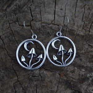 Silver Cute Mushroom Earrings Woodland Plant Jewelry For Gift