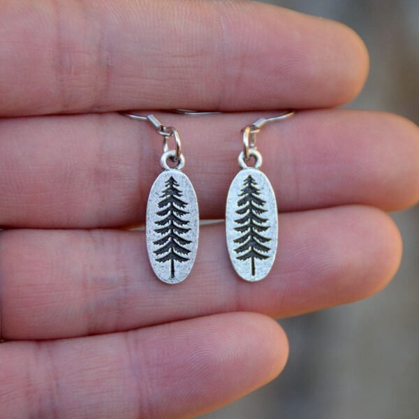 Silver Cute Pine Tree Earring Forest Outdoor Lovers Jewelry