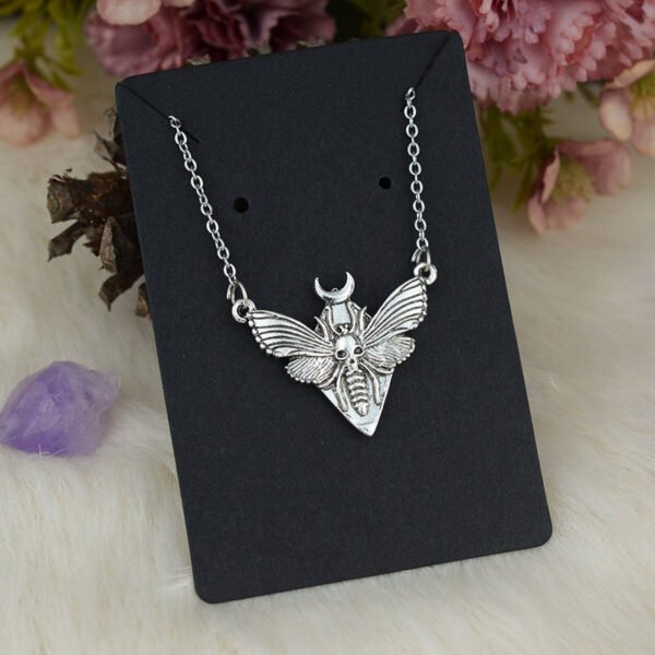 Silver Death's Head Skull Moth Butterfly Pendant Necklace Animal Insect Jewelry Occult Jewelry For