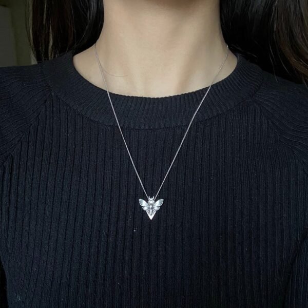 Silver Death's Head Skull Moth Butterfly Pendant Necklace Animal Insect Jewelry Occult Jewelry For