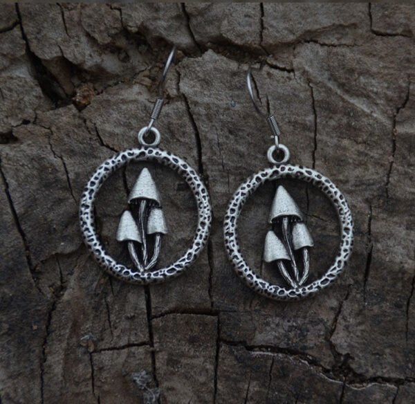 Silver Mushroom Dangle Earrings Cute Plant Earrings Harajuku Jewelry