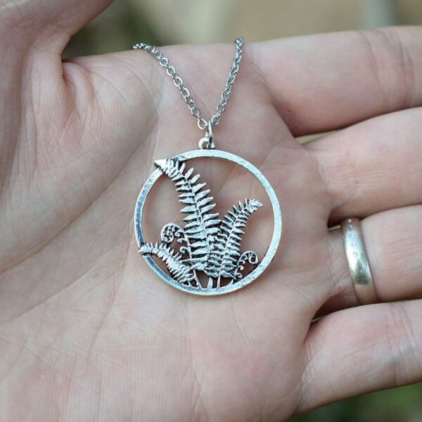 Silver Natural Tree Forest Necklace Luck Grass Pendant  Charm Jewelry For