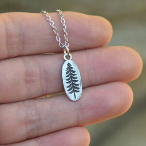 Silver-Pine-Tree-Necklace-Forest-Plant-Charm-Jewelry Silver Pine Tree Necklace Forest Plant Charm Jewelry
