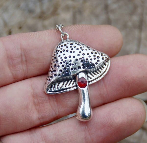 Silver Plant Mushroom Pendant Natural Plant Charm Woodland Jewelry