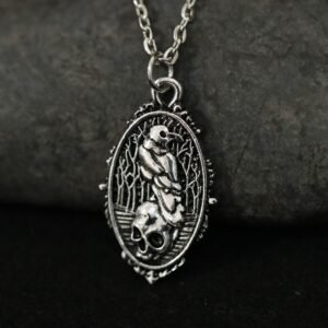 Silver Raven and Skull Raven Pendant Skull Necklace Wicca Skull Raven Pendant Crow Witchcraft Accessories Gift