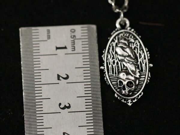 Silver Raven and Skull Raven Pendant Skull Necklace Wicca Skull Raven Pendant Crow Witchcraft Accessories Gift