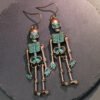 Silver Skull Dangle Earrings Gothic Skeleton Earrings for Gift