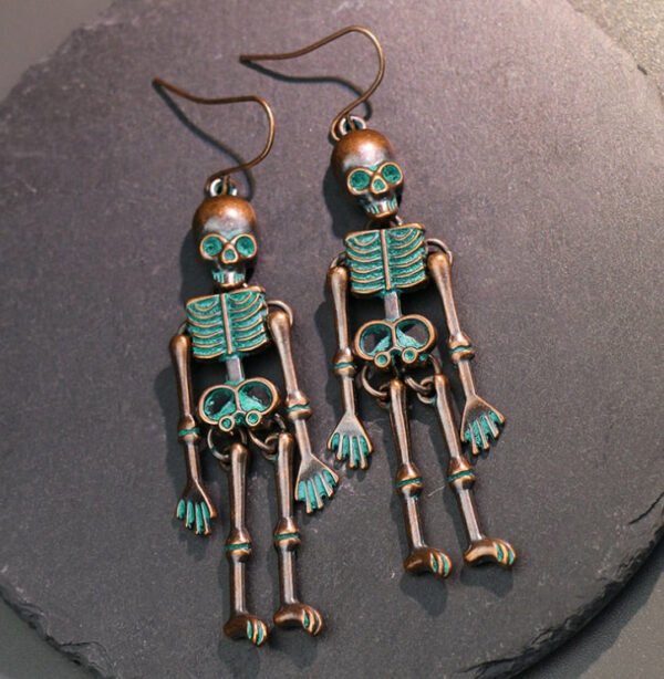 Silver Skull Dangle Earrings Gothic Skeleton Earrings for Gift