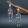 Silver Skull Dangle Earrings Gothic Skeleton Earrings for Gift