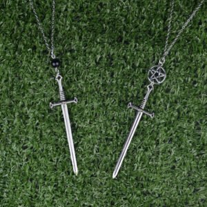 Silver Sword Dagger Choker Necklace Goth Tarot Black Metal Witchy Jewelry