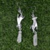 Silver Victorian Hand Crystal Quartz Earrings Hand Statement Earring Witchy Gothic Jewelry