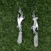 Silver Victorian Hand Crystal Quartz Earrings Hand Statement Earring Witchy Gothic Jewelry