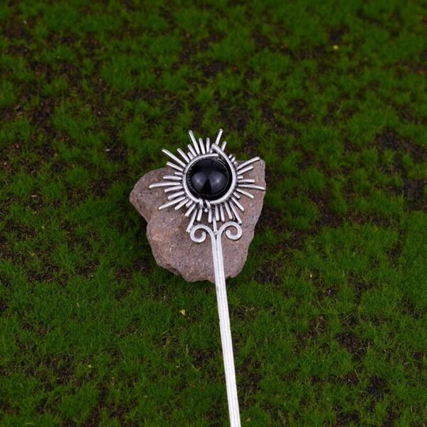 Silver Witch Hairstick Crescent Moon Goddess Sword Hairpin Wiccan Gothic Jewelry For Women Pagan Wicthcraft