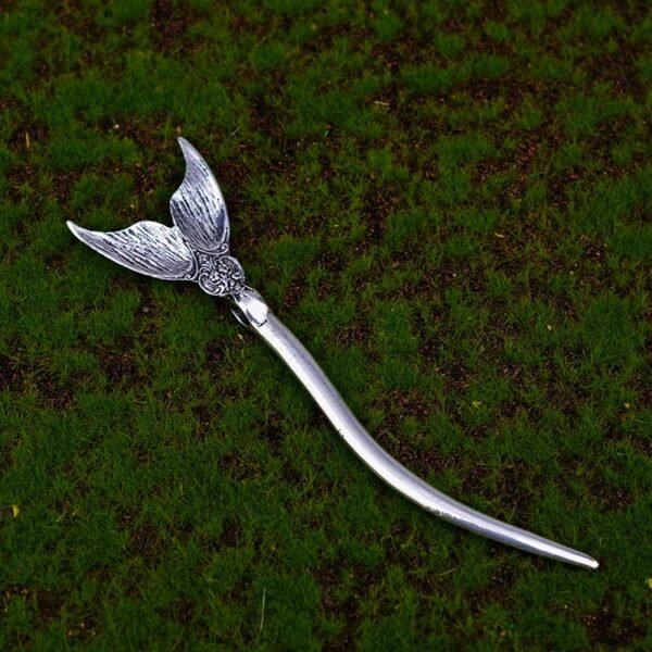 Silver Witch Hairstick Crescent Moon Goddess Sword Hairpin Wiccan Gothic Jewelry For Women Pagan Wicthcraft