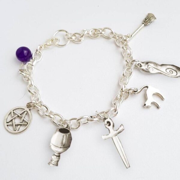 Silver Witches Anklet with Bells on to cleanse the path you walk.