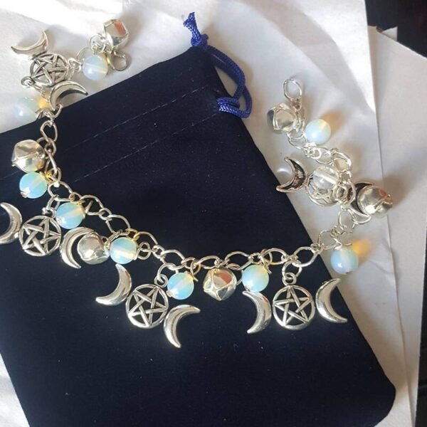 Silver Witches Anklet with Bells on to cleanse the path you walk.