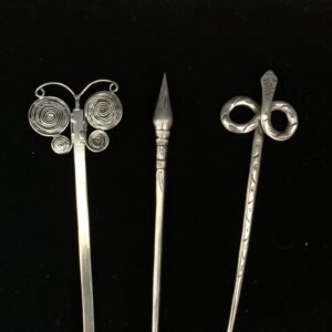 Magic Wicca~Silver snake butterfly hairpin hair stick gift