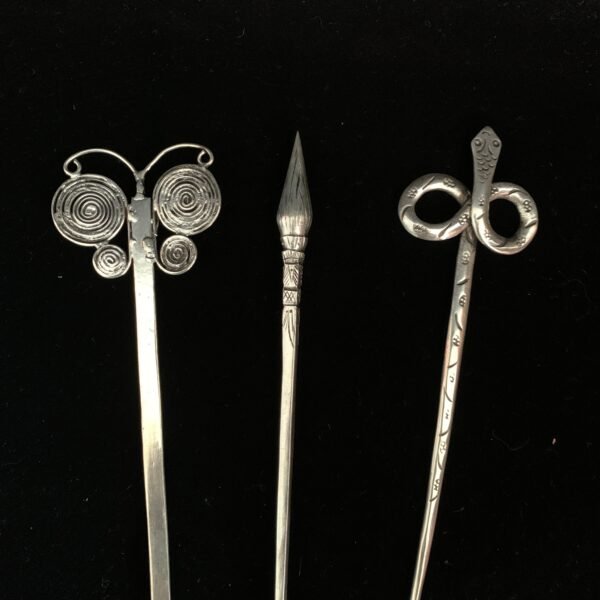 Magic Wicca~Silver snake butterfly hairpin hair stick gift