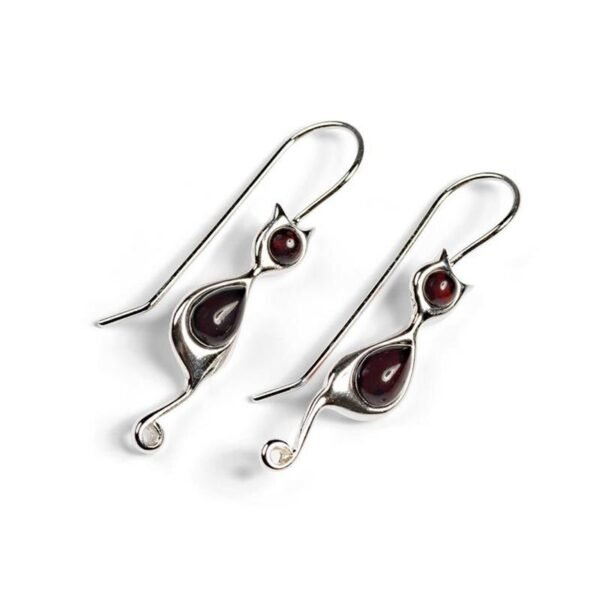 Simple Women Silver Color Cat Earrings