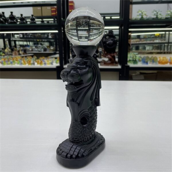 Singapore Merlion Statue Resin Crafts Ornaments Crystal Ball Base Stand Souvenirs Collectibles Furniture Office Decoration